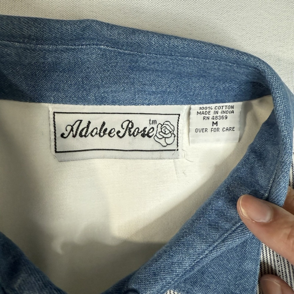 Adobe Rose Western Womens Denim Chambray Button Shirt Western Aztec Southwestern - Picture 6 of 12